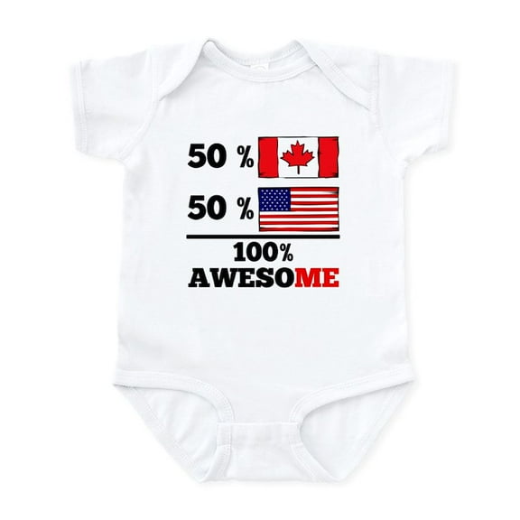 CafePress - Half Canadian Half American Body Suit - Baby Light Bodysuit, Size Newborn - 24 Months