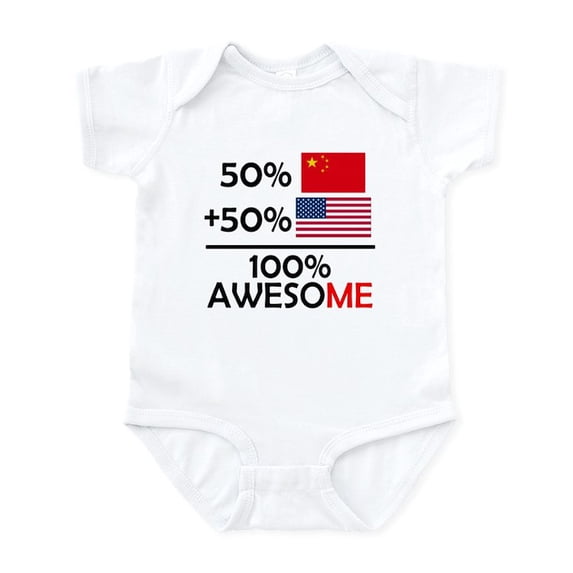 CafePress - Half Chinese Half American Body Suit - Baby Light Bodysuit, Size Newborn - 24 Months