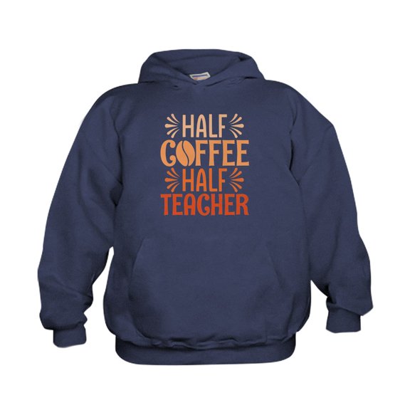 CafePress - Half Coffee Half Teacher - Kids Hooded Sweatshirt, Classic Hoodie