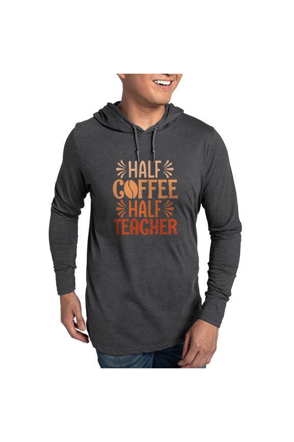 - Half Coffee Half Teacher - Mens Hooded Shirt