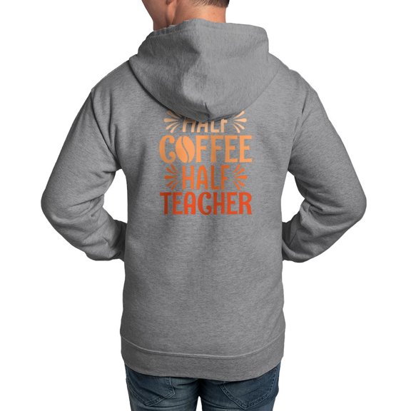 CafePress - Half Coffee Teacher Men's Zip Up Hoodie Sweatshirt - Zip Hoodie, Classic Hooded Sweatshirt with Metal Zipper