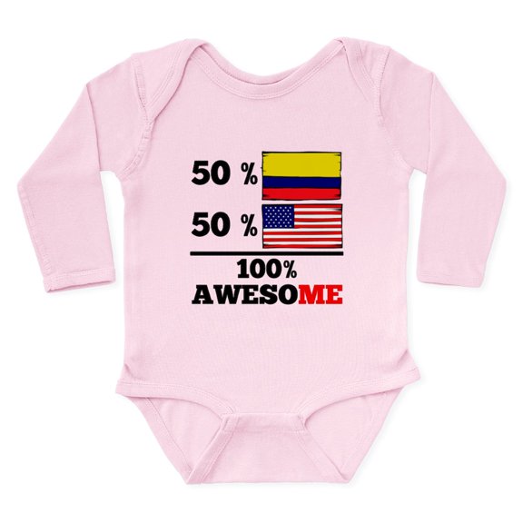 CafePress - Half Colombian Half American Body Suit - Long Sleeve Cotton Baby Bodysuit