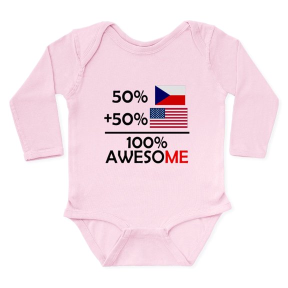 CafePress - Half Czech Half American Body Suit - Long Sleeve Cotton Baby Bodysuit