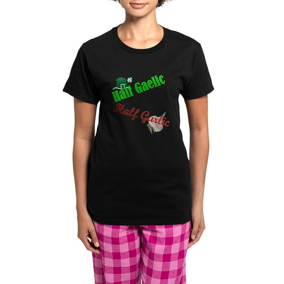 CafePress - Half Gaelic Half Garlic Women's Dark Pajamas - Women's Short Sleeve Print T-Shirt and Pants Dark Cotton Pajama Set