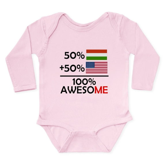CafePress - Half Hungarian Half American Body Suit - Long Sleeve Cotton Baby Bodysuit