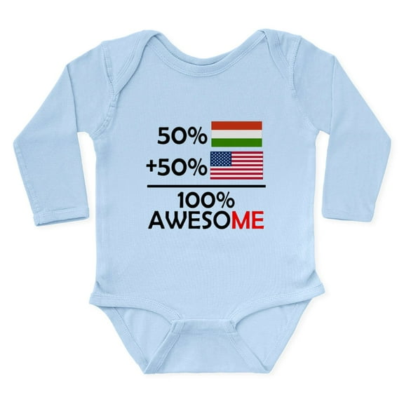 CafePress - Half Hungarian Half American Body Suit - Long Sleeve Cotton Baby Bodysuit