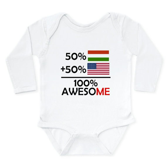 CafePress - Half Hungarian Half American Body Suit - Long Sleeve Cotton Baby Bodysuit