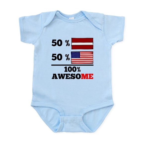 CafePress - Half Latvian Half American Body Suit - Baby Light Bodysuit, Size Newborn - 24 Months