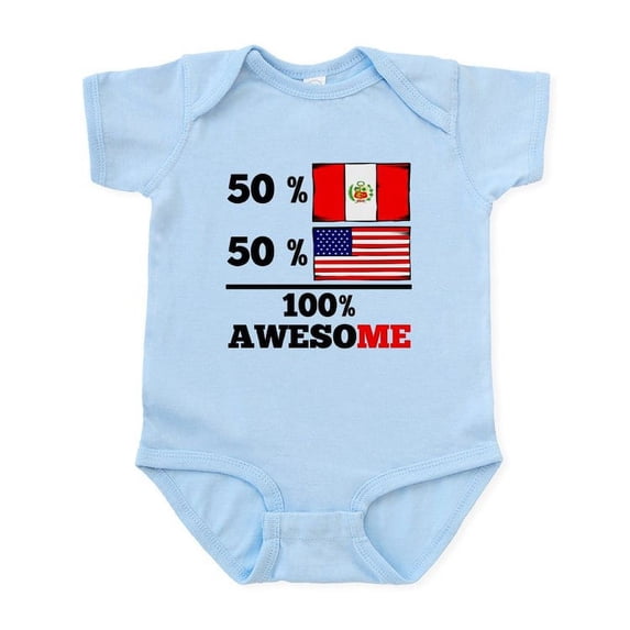 CafePress - Half Peruvian Half American Body Suit - Baby Light Bodysuit, Size Newborn - 24 Months