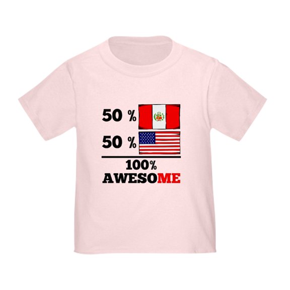 CafePress - Half Peruvian Half American T Shirt - Cute Toddler T-Shirt, 100% Cotton