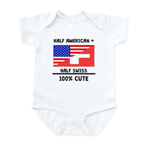 CafePress - Half Swiss 100% Cute Body Suit - Baby Light Bodysuit, Size Newborn - 24 Months