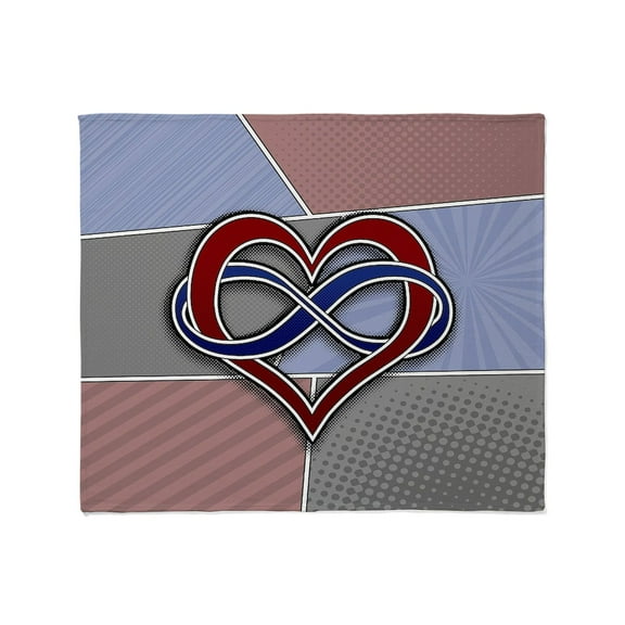 CafePress - Halftone Polyamory Pride Symbol With Flag Backgrou - Soft Fleece Throw Blanket, 50"x60" for All Ages