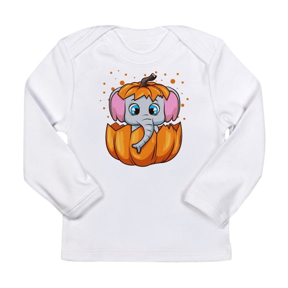 CafePress - Halloween Baby Elephant Pumpkin Long Sleeve T Shir - Long Sleeve Infant T-Shirt