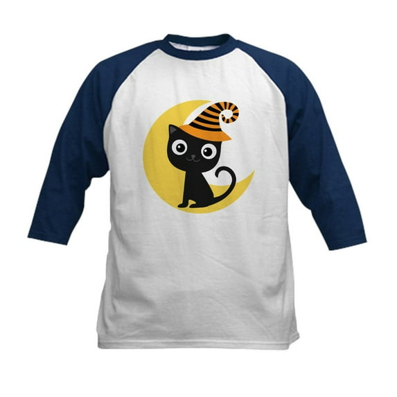 CafePress - Halloween Black Cat Gift Kids Baseball Jersey - Kids Cotton Baseball Jersey, 3/4 Sleeve Shirt