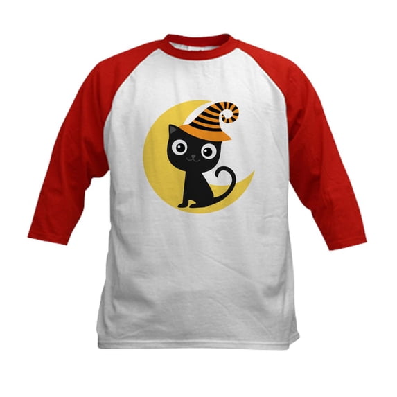 CafePress - Halloween Black Cat Gift Kids Baseball Jersey - Kids Cotton Baseball Jersey, 3/4 Sleeve Shirt