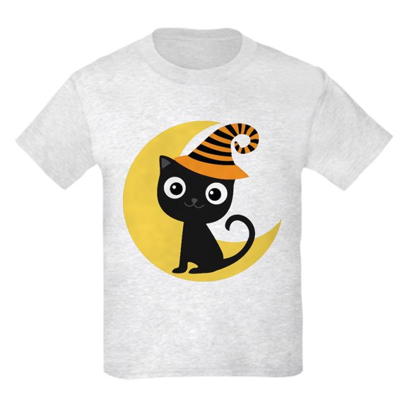 CafePress - Halloween Black Cat Gift Kids Light T Shirt - Light Classic Kids Graphic, Short Sleeve T-Shirt, Sizes XS-XL