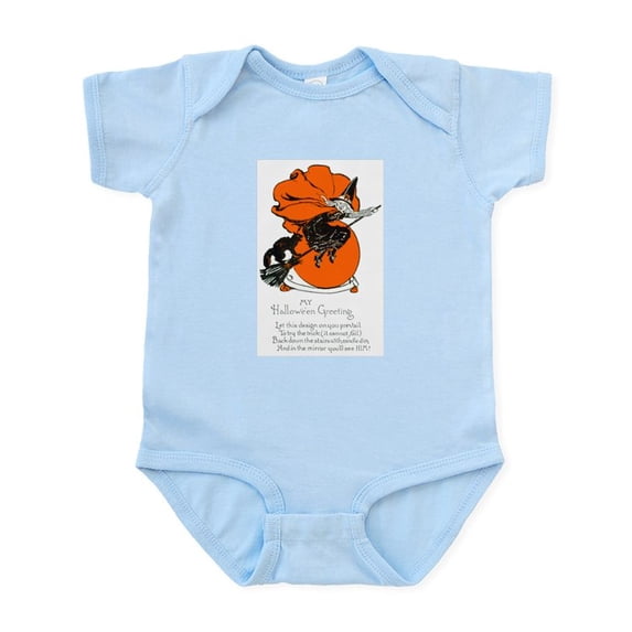 CafePress - Halloween Black Cat & Witch Infant Bodysuit - Baby Light Bodysuit, Size Newborn - 24 Months