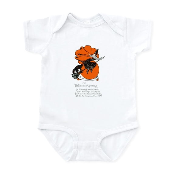 CafePress - Halloween Black Cat & Witch Infant Bodysuit - Baby Light Bodysuit, Size Newborn - 24 Months