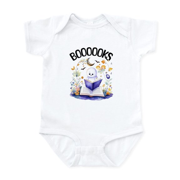 CafePress - Halloween Boo Ghost Reading Body Suit - Baby Light Bodysuit, Size Newborn - 24 Months