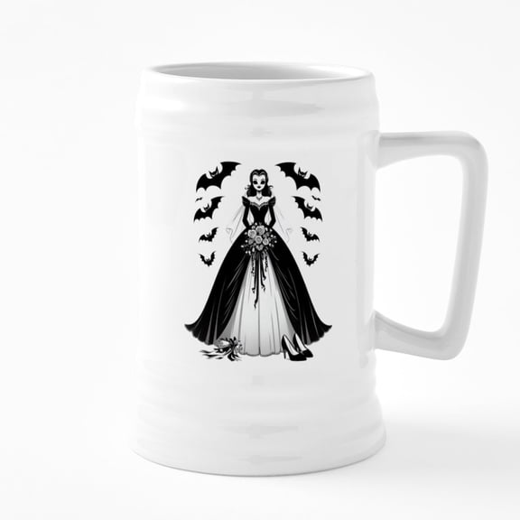 CafePress - Halloween Bride - 25 Ounce Ceramic White Beer Stein Mug