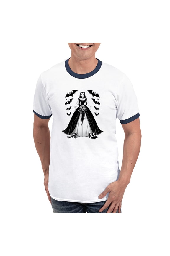 - Halloween Bride Men's Ringer T Shirt - 100% Cotton Ringed T-Shirt