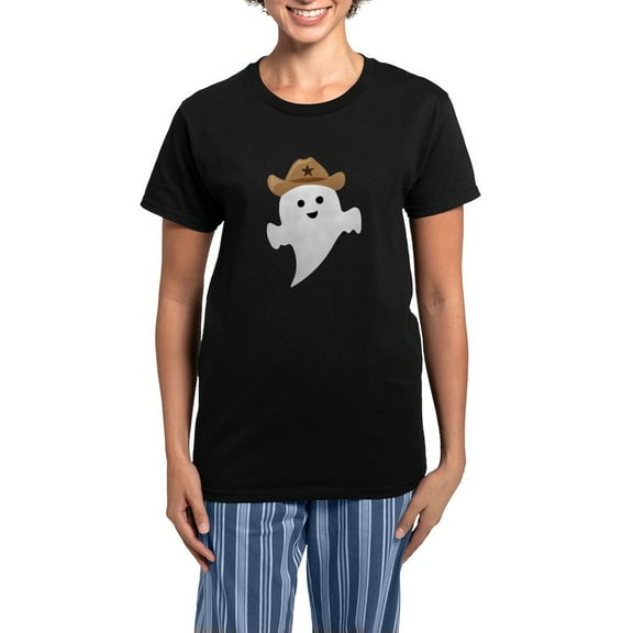 CafePress - Halloween Cowboy Ghost Pajamas - Women's Short Sleeve Print T-Shirt and Pants Dark Cotton Pajama Set