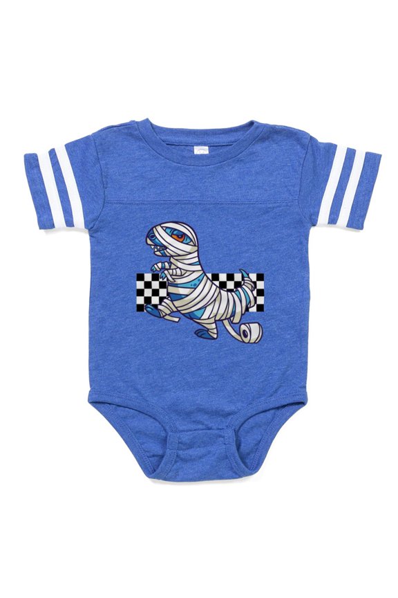 - Halloween Dinosaur Mummy - Cute Infant Baby Football Bodysuit