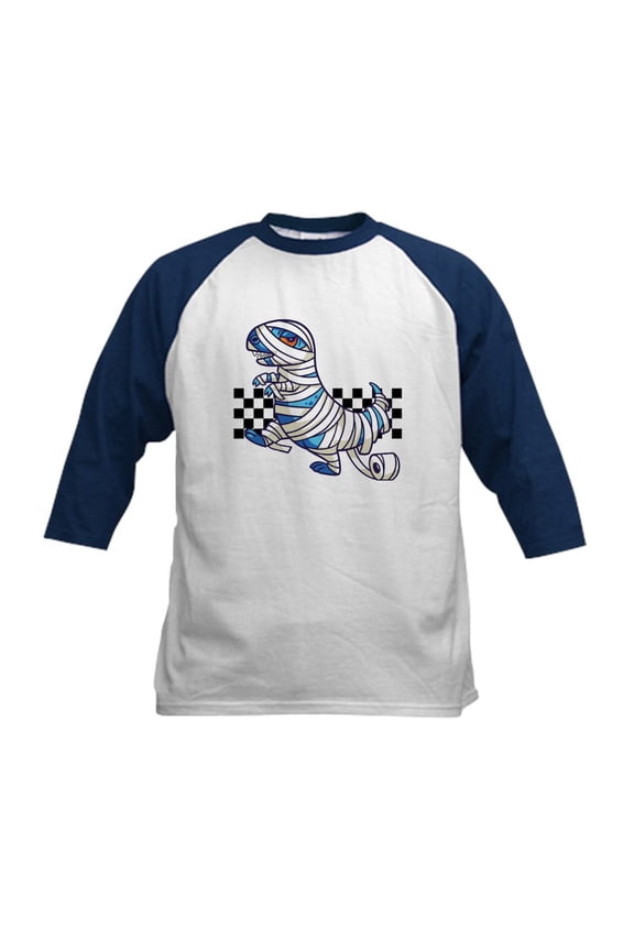 - Halloween Dinosaur Mummy Kids Baseball T Shirt - Kids Cotton Baseball Jersey, 3/4 Sleeve Shirt