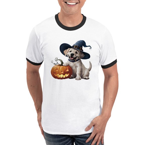 CafePress - Halloween Dog Men's Ringer T Shirt - 100% Cotton Ringed T-Shirt