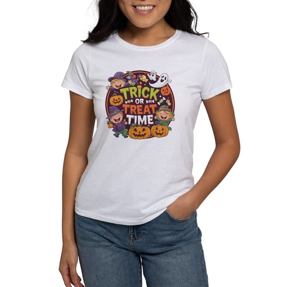 CafePress - Halloween Fun: Trick Or Treat Time Women's Value T Shirt - Women's Classic T-Shirt