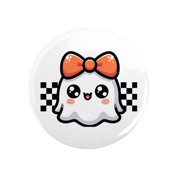 CafePress - Halloween Ghost Cute Checkered - 2.25" Round Magnet, Refrigerator Magnet, Button Magnet Style