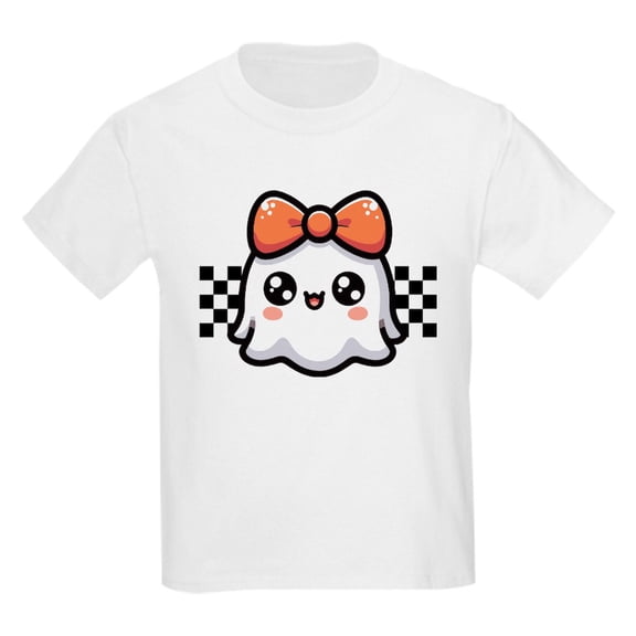 CafePress - Halloween Ghost Cute Checkered Kids T Shirt - Light Classic Kids Graphic, Short Sleeve T-Shirt, Sizes XS-XL