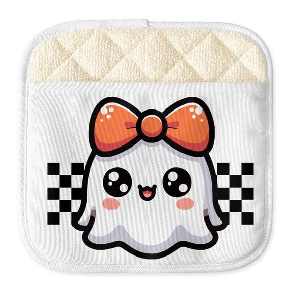 CafePress - Halloween Ghost Cute Checkered - Pot Holder with Printed Design, 9"x9"