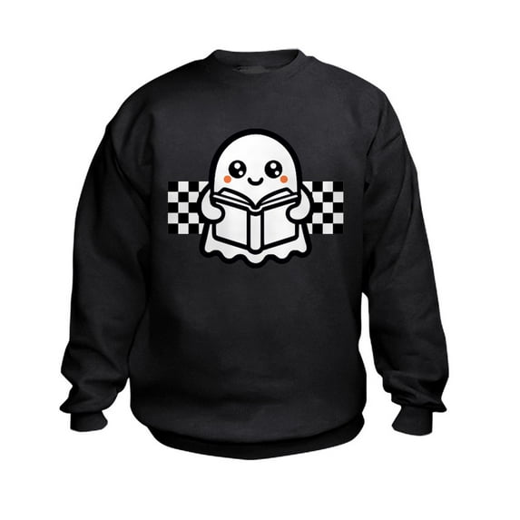 CafePress - Halloween Ghost Reading School - Kids Sweatshirt, Youth Crew Neck Sweatshirt
