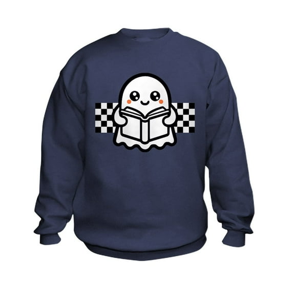 CafePress - Halloween Ghost Reading School - Kids Sweatshirt, Youth Crew Neck Sweatshirt