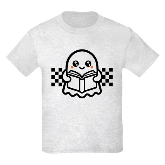 CafePress - Halloween Ghost Reading School Kids T Shirt - Light Classic Kids Graphic, Short Sleeve T-Shirt, Sizes XS-XL