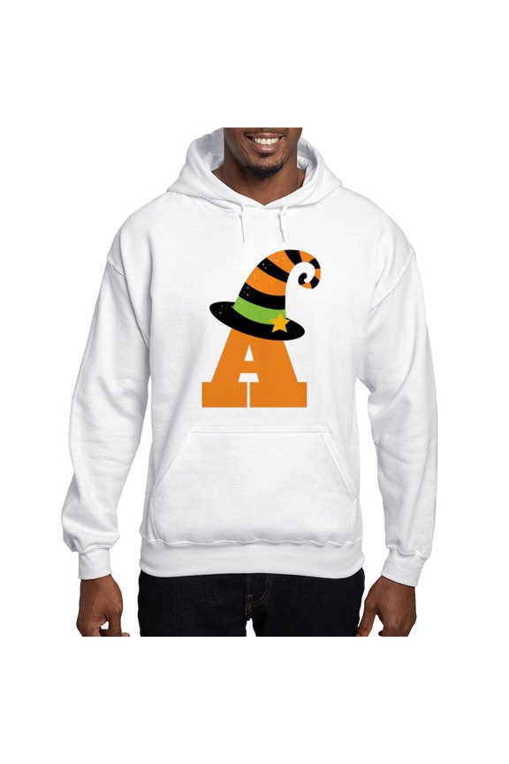 - Halloween Letter A Witch Monogram Hooded Sweatshir - Pullover Hoodie, Hooded Sweatshirt
