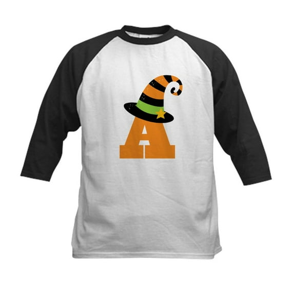 CafePress - Halloween Letter A Witch Monogram Kids Baseball Je - Kids Cotton Baseball Jersey, 3/4 Sleeve Shirt