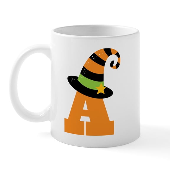 CafePress - Halloween Letter A Witch Monogram Mug - 11 oz Ceramic Mug - Novelty Coffee Tea Cup
