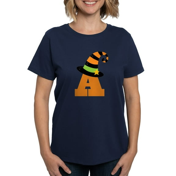 CafePress - Halloween Letter A Witch Monogram Women's Dark T S - Women's Traditional Fit Dark T-Shirt