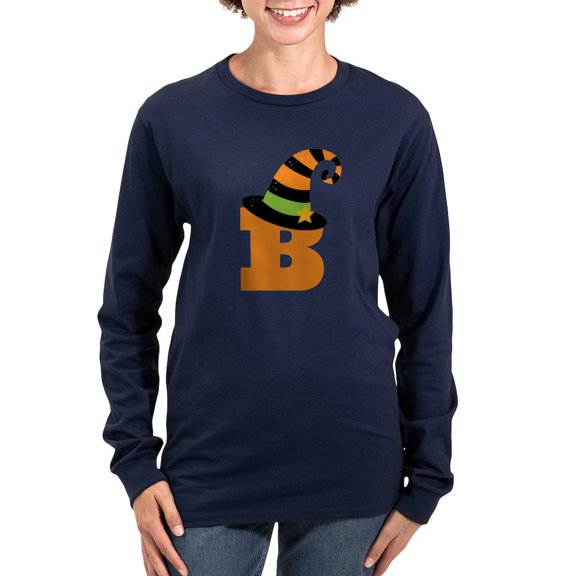 CafePress - Halloween Letter B Witch Monogram Women's Long Sle - Women's Long Sleeve Graphic Tee Casual Fit