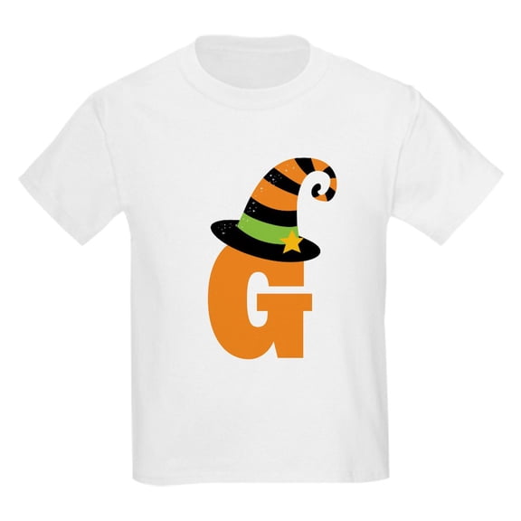 CafePress - Halloween Letter G Witch Monogram Kids Light T Shi - Light Classic Kids Graphic, Short Sleeve T-Shirt, Sizes XS-XL