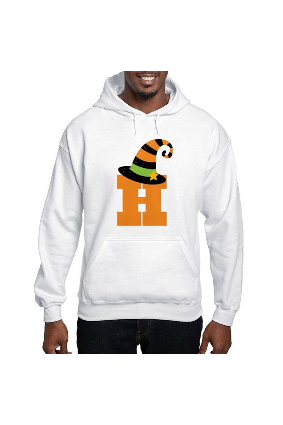 - Halloween Letter H Witch Monogram Hooded Sweatshir - Pullover Hoodie, Hooded Sweatshirt