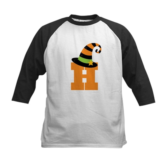CafePress - Halloween Letter H Witch Monogram Kids Baseball Je - Kids Cotton Baseball Jersey, 3/4 Sleeve Shirt