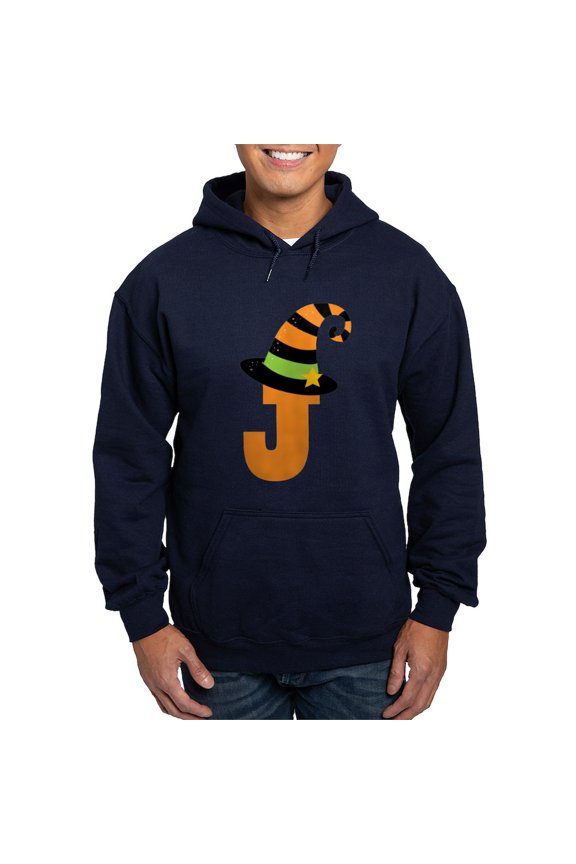 - Halloween Letter J Witch Monogram Hoodie (Dark) - Pullover Hoodie, Classic, Comfortable Hooded Sweatshirt