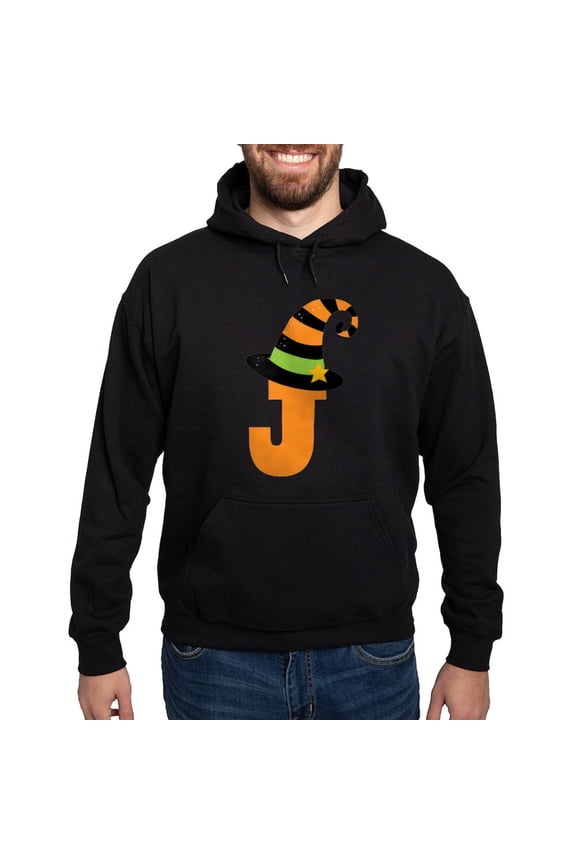 - Halloween Letter J Witch Monogram Hoodie (Dark) - Pullover Hoodie, Classic, Comfortable Hooded Sweatshirt