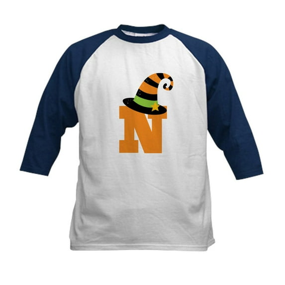 CafePress - Halloween Letter N Witch Monogram Kids Baseball Je - Kids Cotton Baseball Jersey, 3/4 Sleeve Shirt