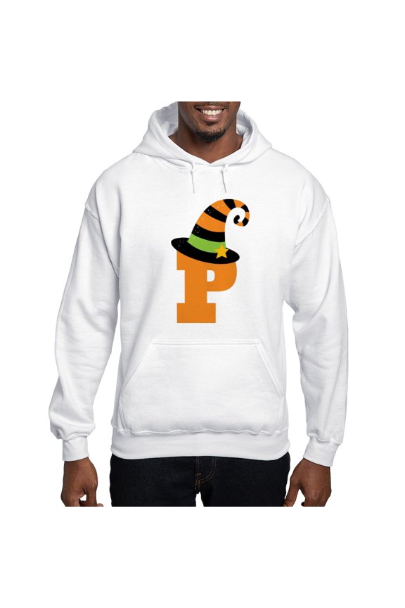 - Halloween Letter P Witch Monogram Hooded Sweatshir - Pullover Hoodie, Hooded Sweatshirt