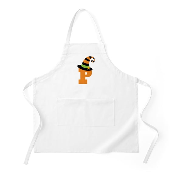 CafePress - Halloween Letter P Witch Monogram - Kitchen Apron with Pockets, Grilling Apron, Baking Apron