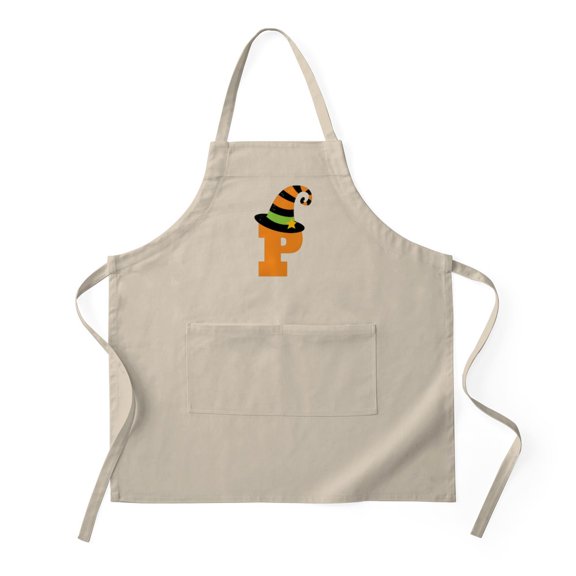 CafePress - Halloween Letter P Witch Monogram - Kitchen Apron with Pockets, Grilling Apron, Baking Apron